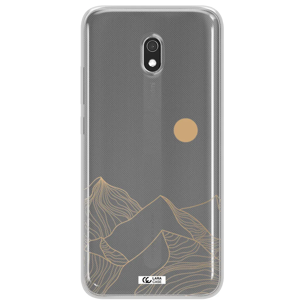 a mountain range with a sun in the background Xiaomi Redmi 8A Clear TPU Case