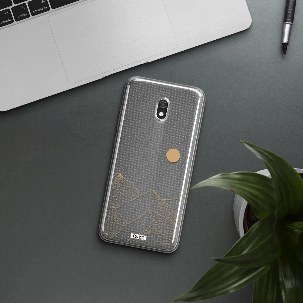 a mountain range with a sun in the background Xiaomi Redmi 8A Clear TPU Case