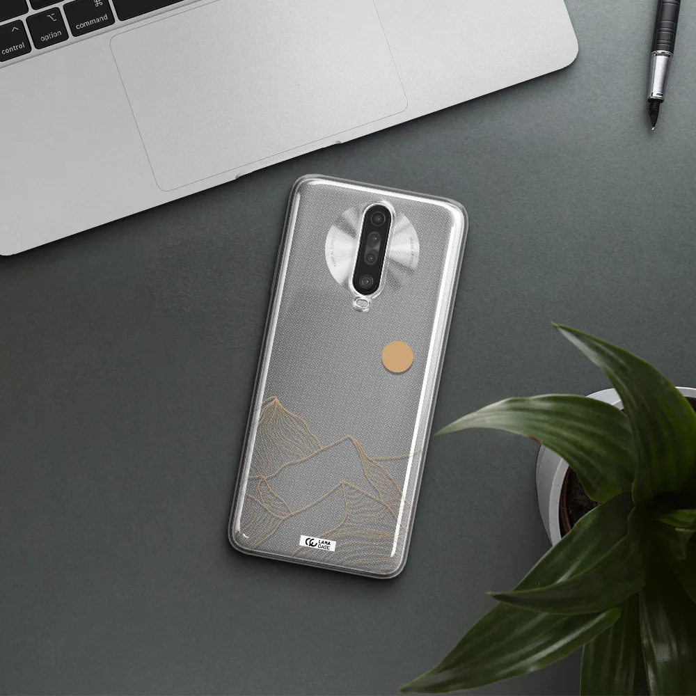 a mountain range with a sun in the background Xiaomi Redmi K30 Clear TPU Case
