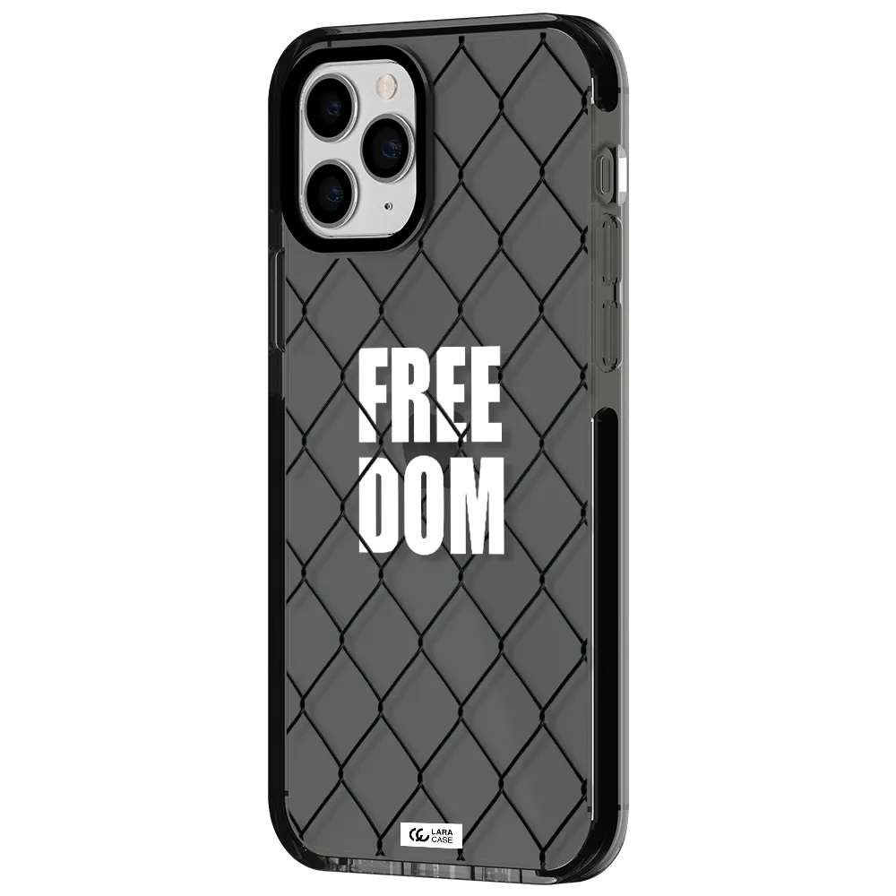 a close-up of a chain link fence Apple iPhone 11 pro impact Smoke Black Case