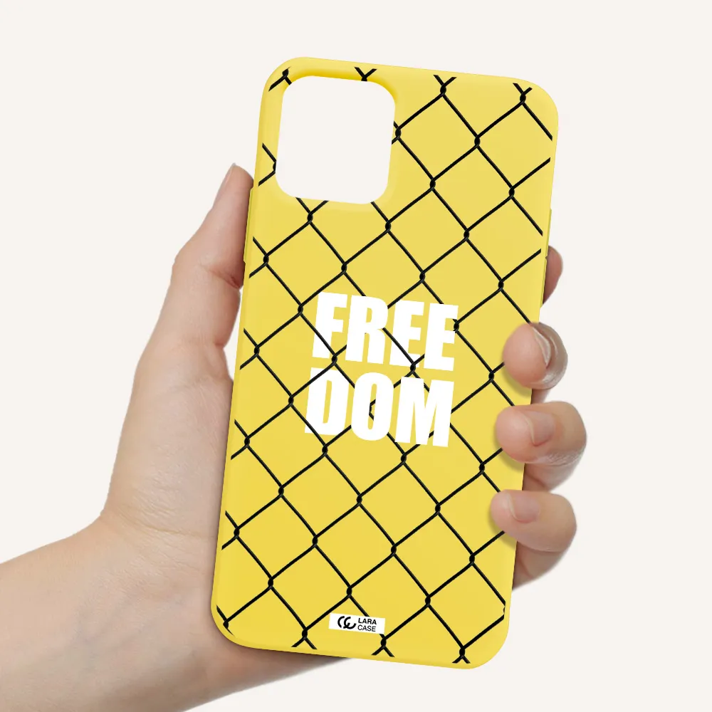 a close-up of a chain link fence Apple iPhone 11 pro max Silicone canary yellow Case
