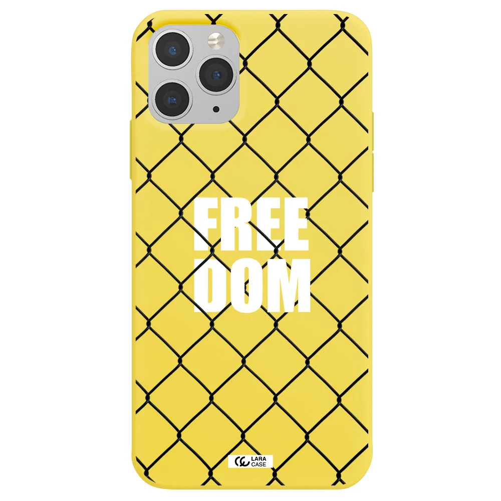 a close-up of a chain link fence Apple iPhone 11 pro Silicone canary yellow Case