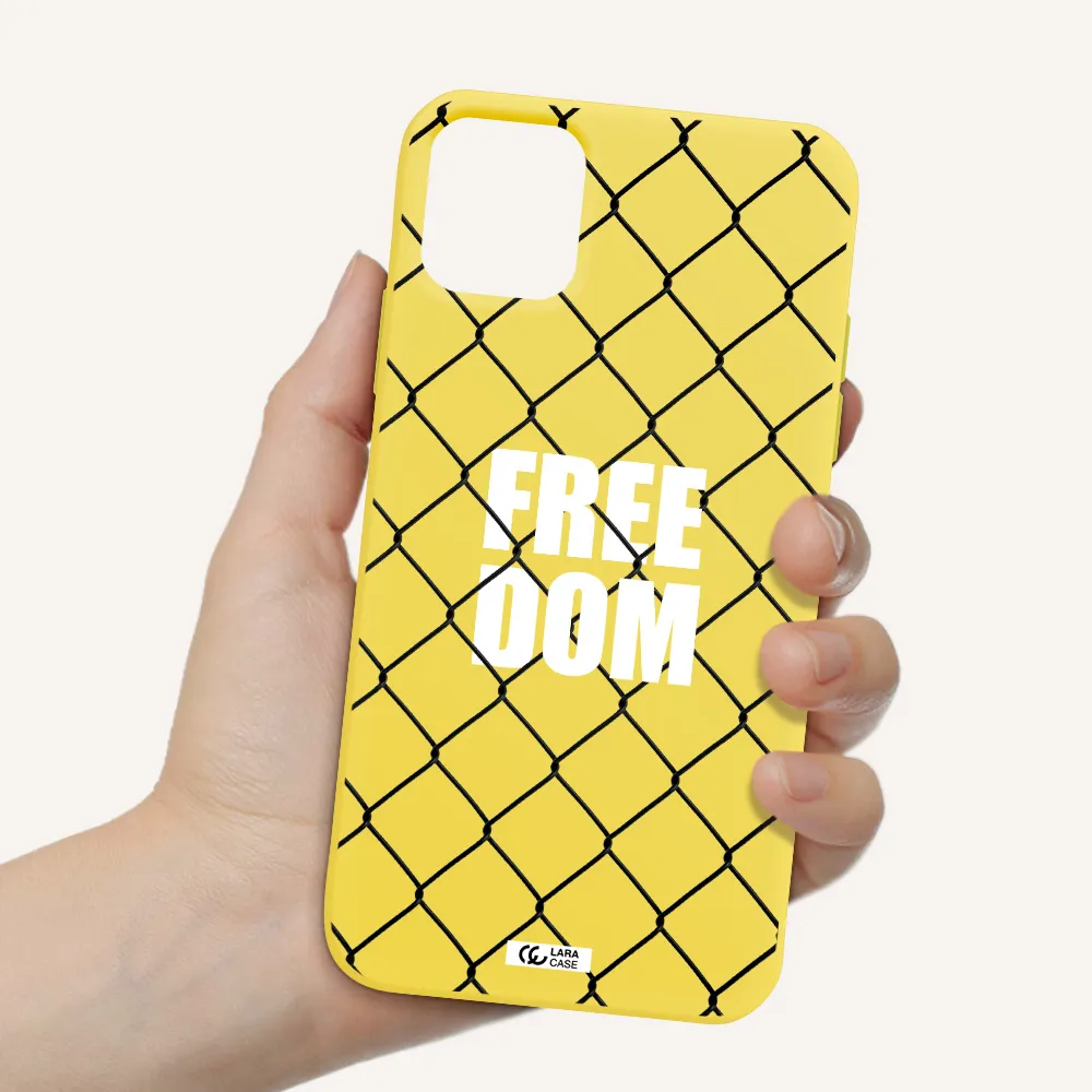 a close-up of a chain link fence Apple iPhone 11 Silicone canary yellow Case