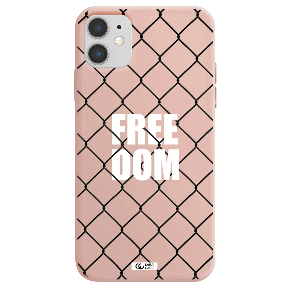 a close-up of a chain link fence Apple iPhone 11 Silicone pastel pink Case