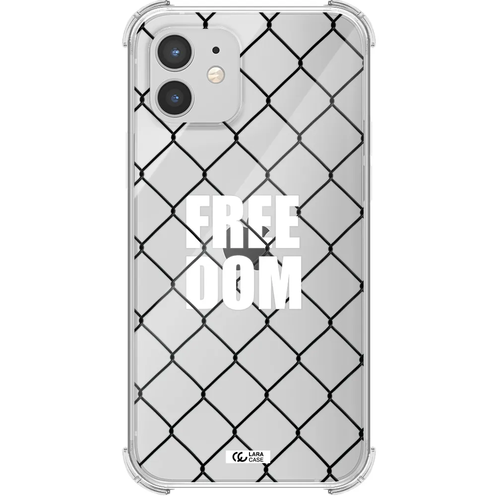 a close-up of a chain link fence Apple iPhone 12 Clear PC Case