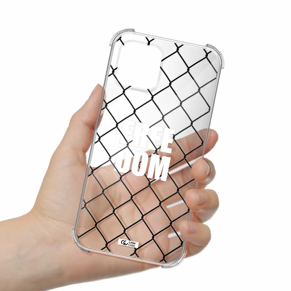 a close-up of a chain link fence Apple iPhone 12 Clear PC Case