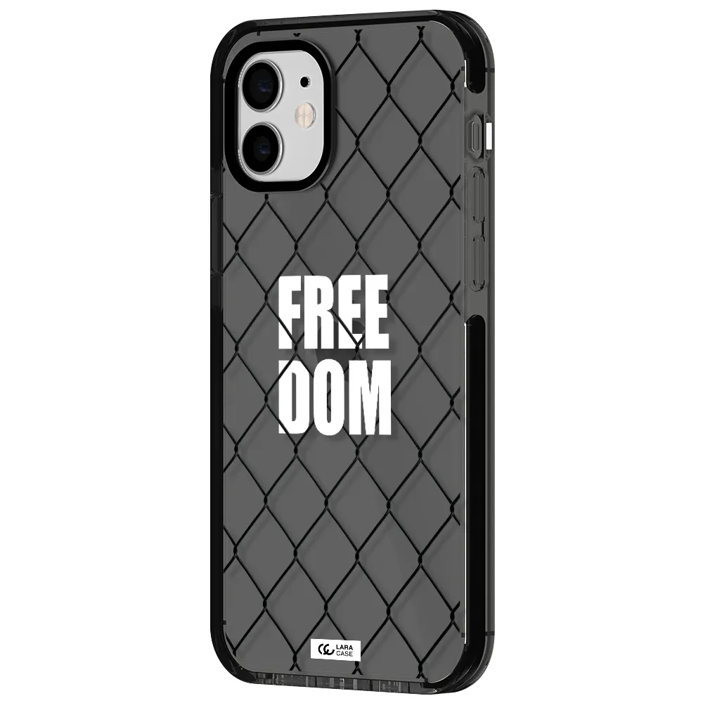 a close-up of a chain link fence Apple iPhone 12 impact Smoke Black Case