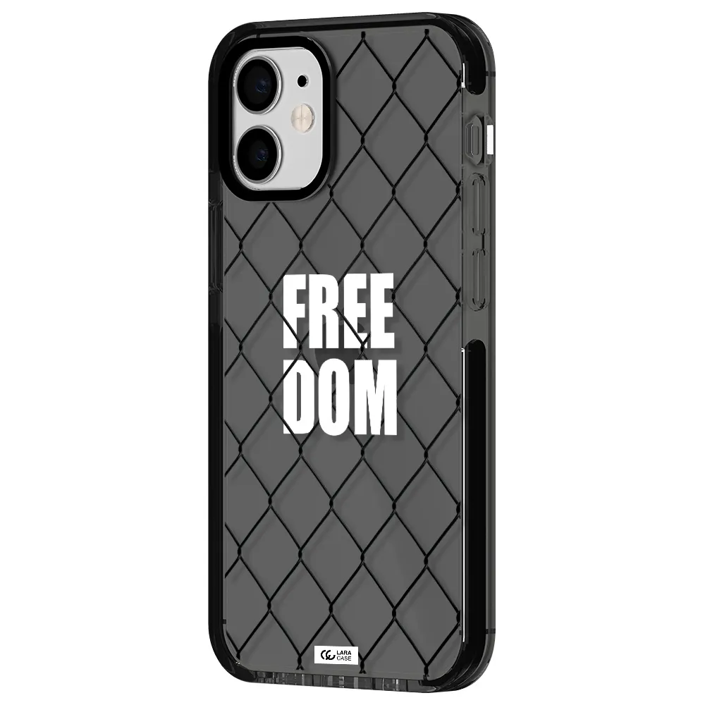 a close-up of a chain link fence Apple iPhone 12 mini impact Smoke Black Case