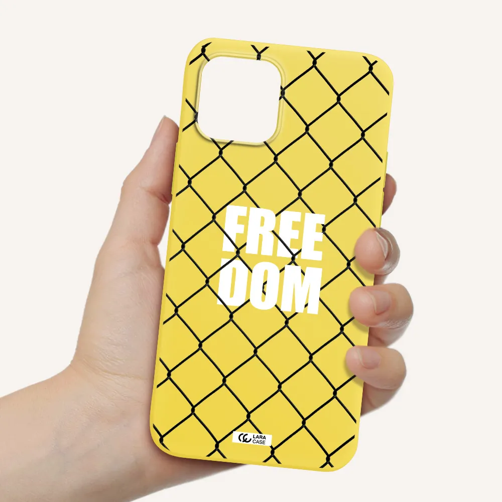 a close-up of a chain link fence Apple iPhone 12 mini Silicone canary yellow Case