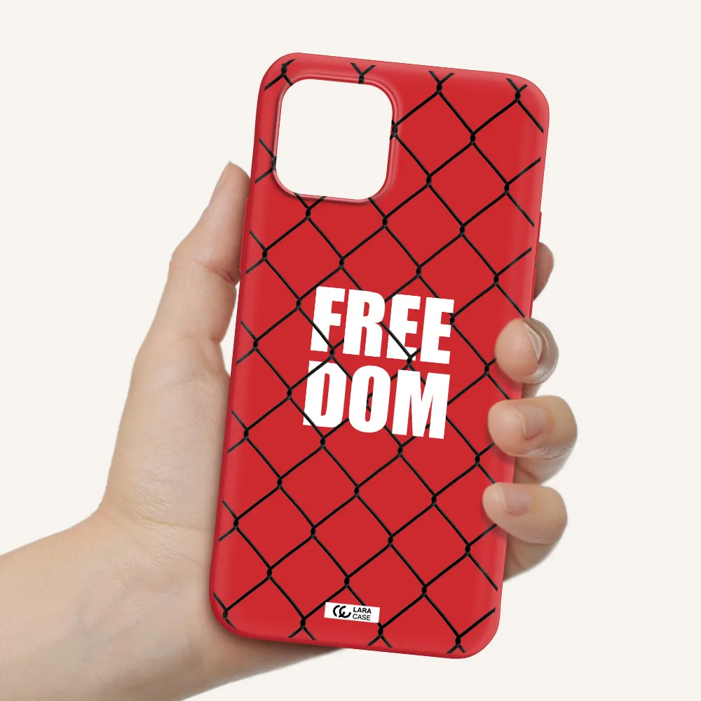 a close-up of a chain link fence Apple iPhone 12 mini Silicone Imperial Red Case