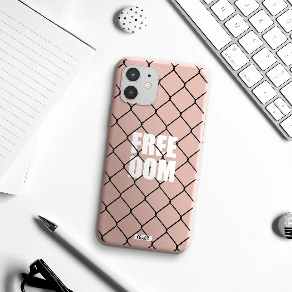 a close-up of a chain link fence Apple iPhone 12 mini Silicone pastel pink Case