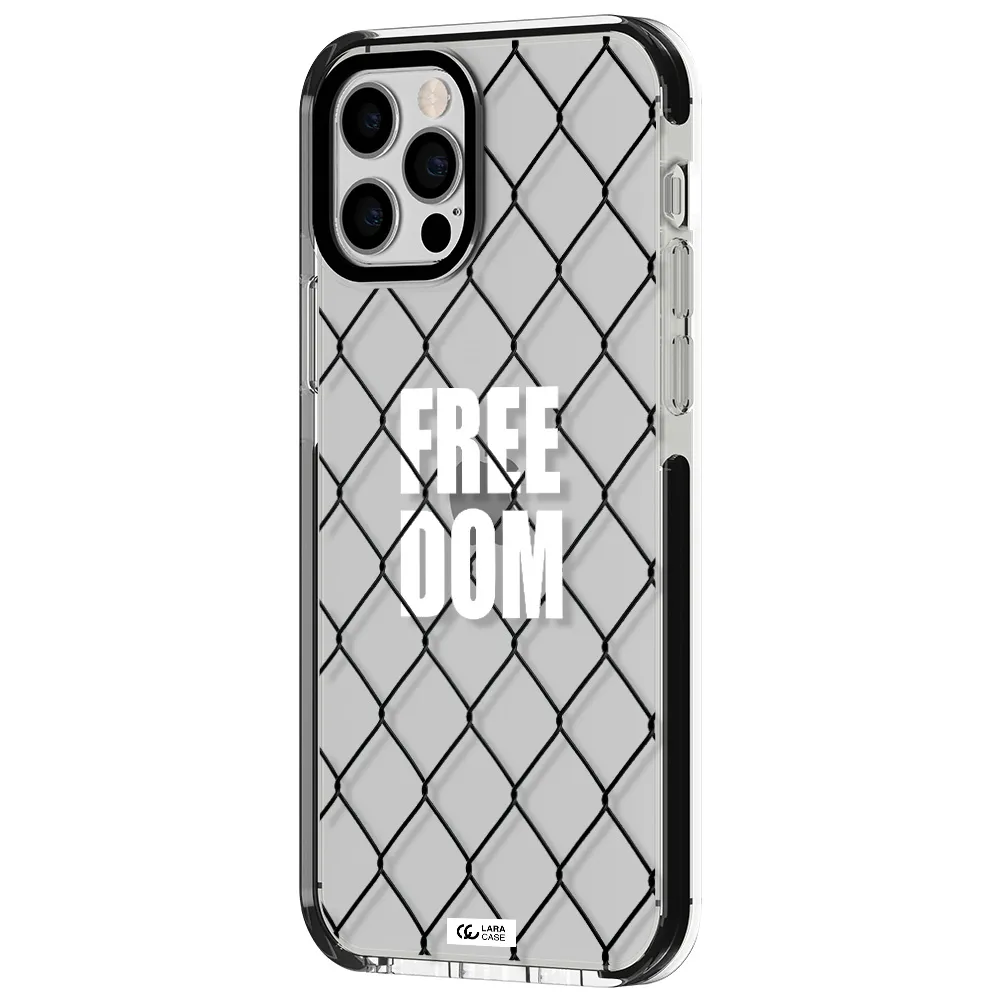 a close-up of a chain link fence Apple iPhone 12 pro impact black border Case