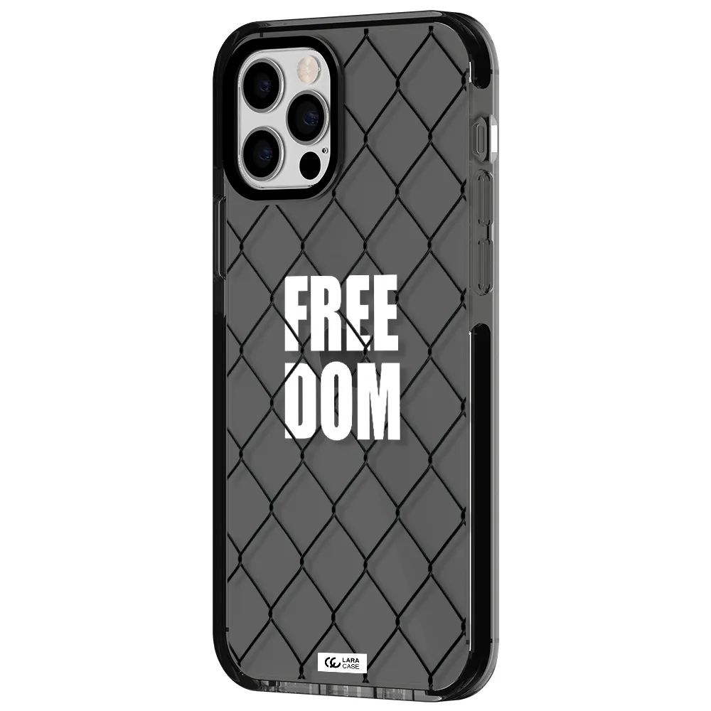 a close-up of a chain link fence Apple iPhone 12 pro impact Smoke Black Case