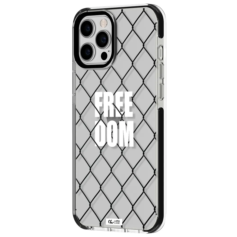 a close-up of a chain link fence Apple iPhone 12 pro max impact black border Case