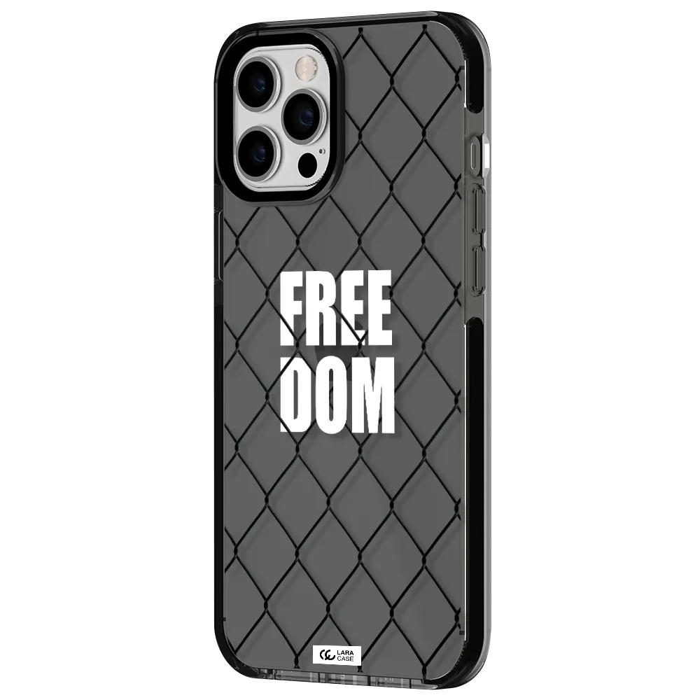 a close-up of a chain link fence Apple iPhone 12 pro max impact Smoke Black Case