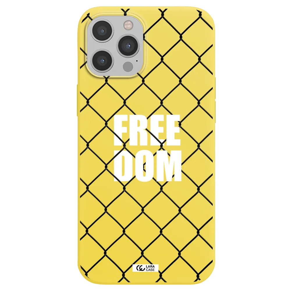 a close-up of a chain link fence Apple iPhone 12 pro max Silicone canary yellow Case