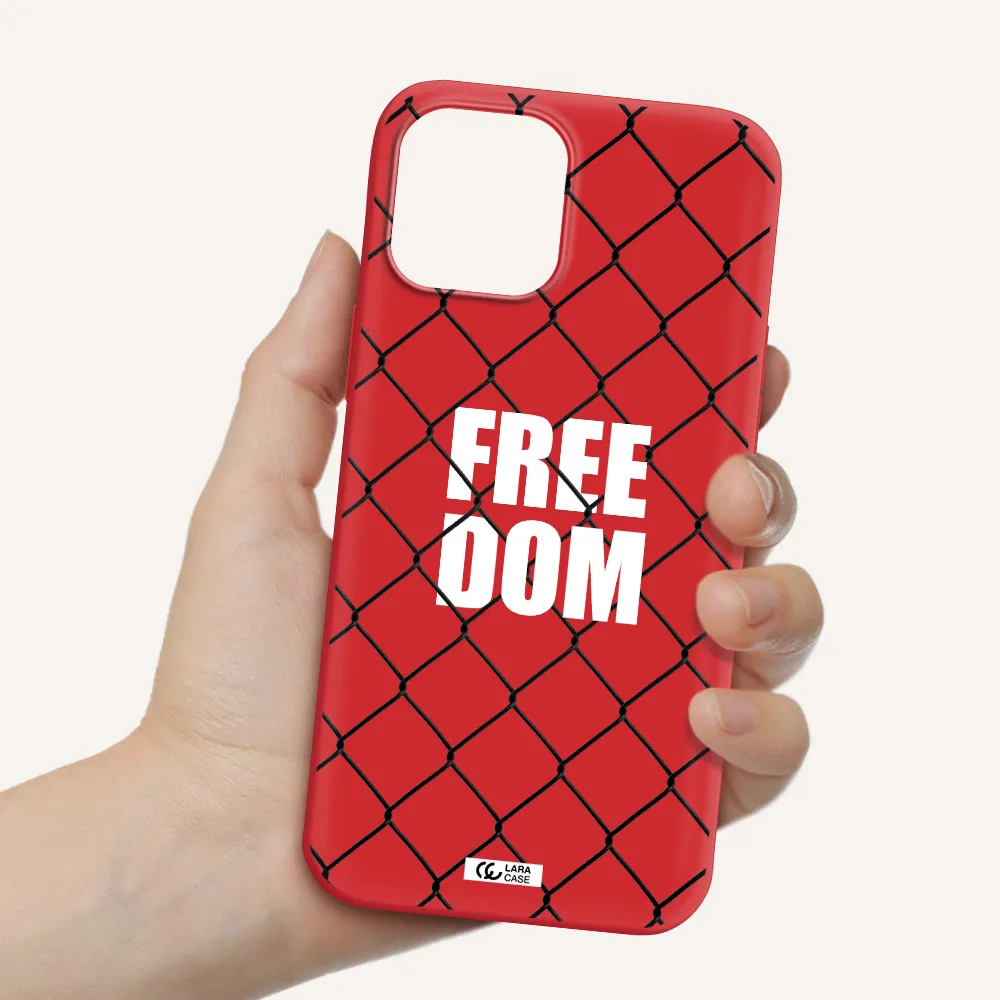 a close-up of a chain link fence Apple iPhone 12 pro max Silicone Imperial Red Case