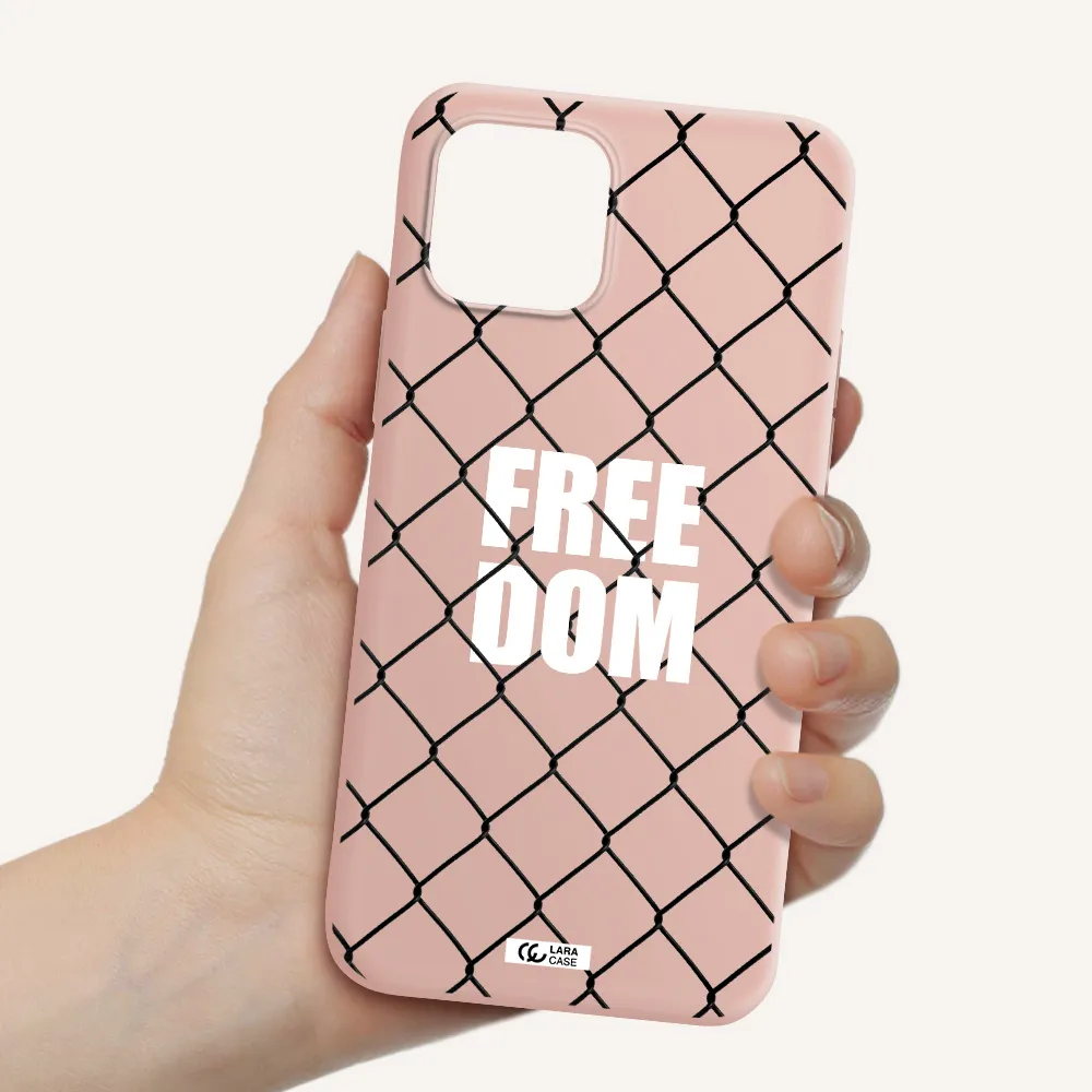 a close-up of a chain link fence Apple iPhone 12 Silicone pastel pink Case