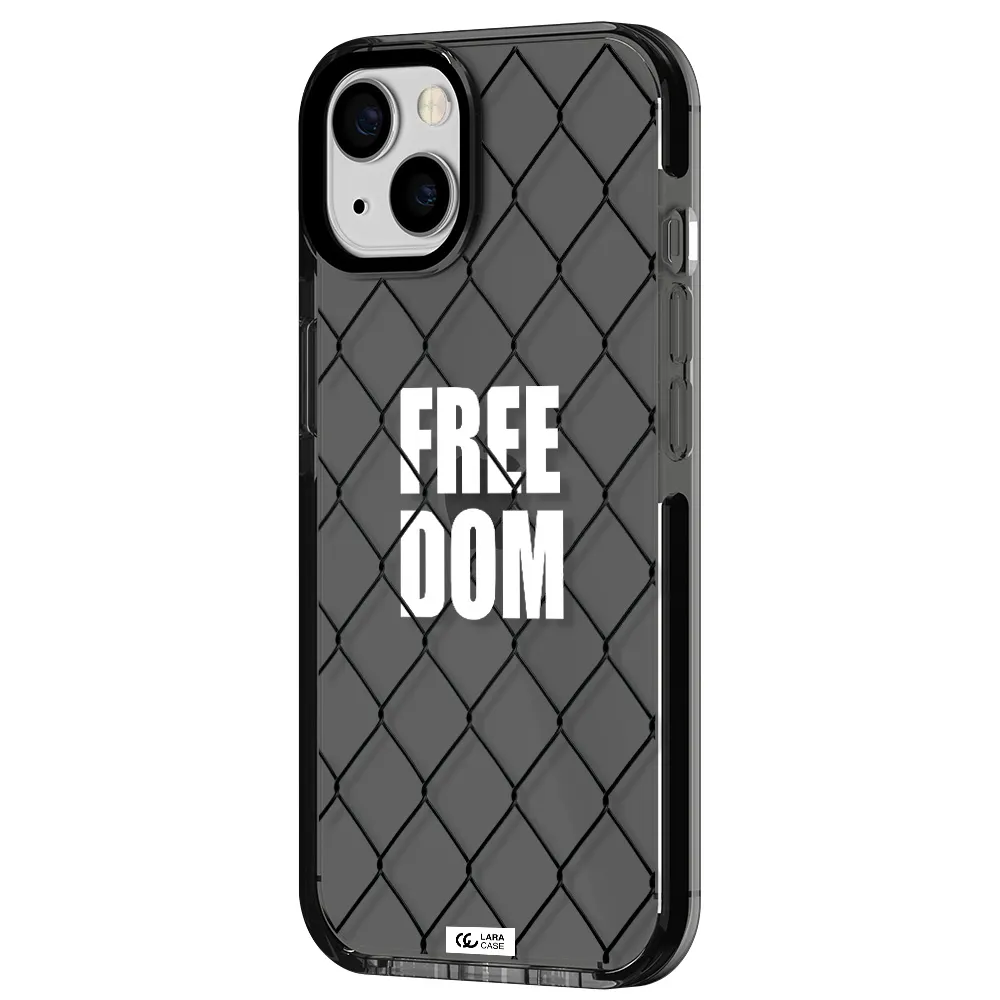 a close-up of a chain link fence Apple iPhone 13 impact Smoke Black Case