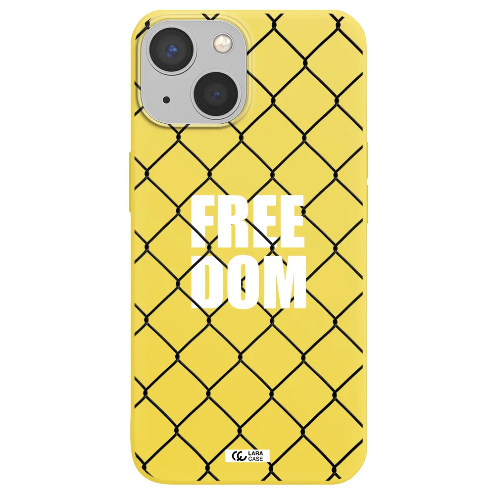a close-up of a chain link fence Apple iPhone 13 mini Silicone canary yellow Case