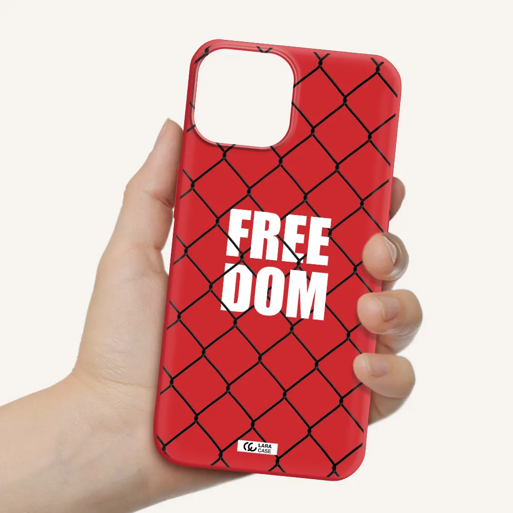 a close-up of a chain link fence Apple iPhone 13 mini Silicone Imperial Red Case