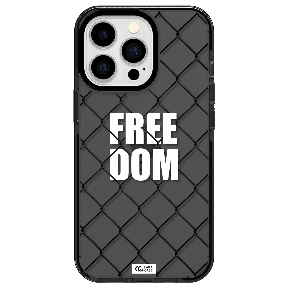 a close-up of a chain link fence Apple iPhone 13 Pro impact Smoke Black Case