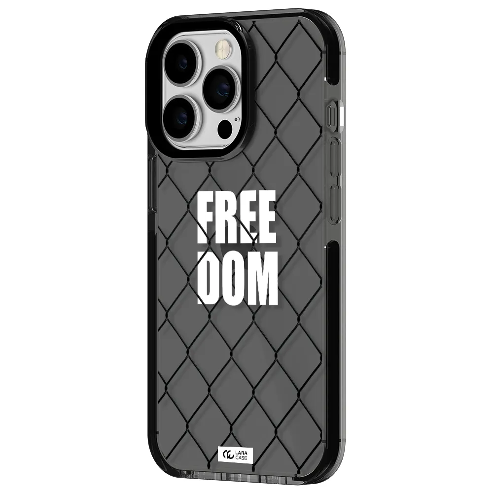 a close-up of a chain link fence Apple iPhone 13 Pro impact Smoke Black Case