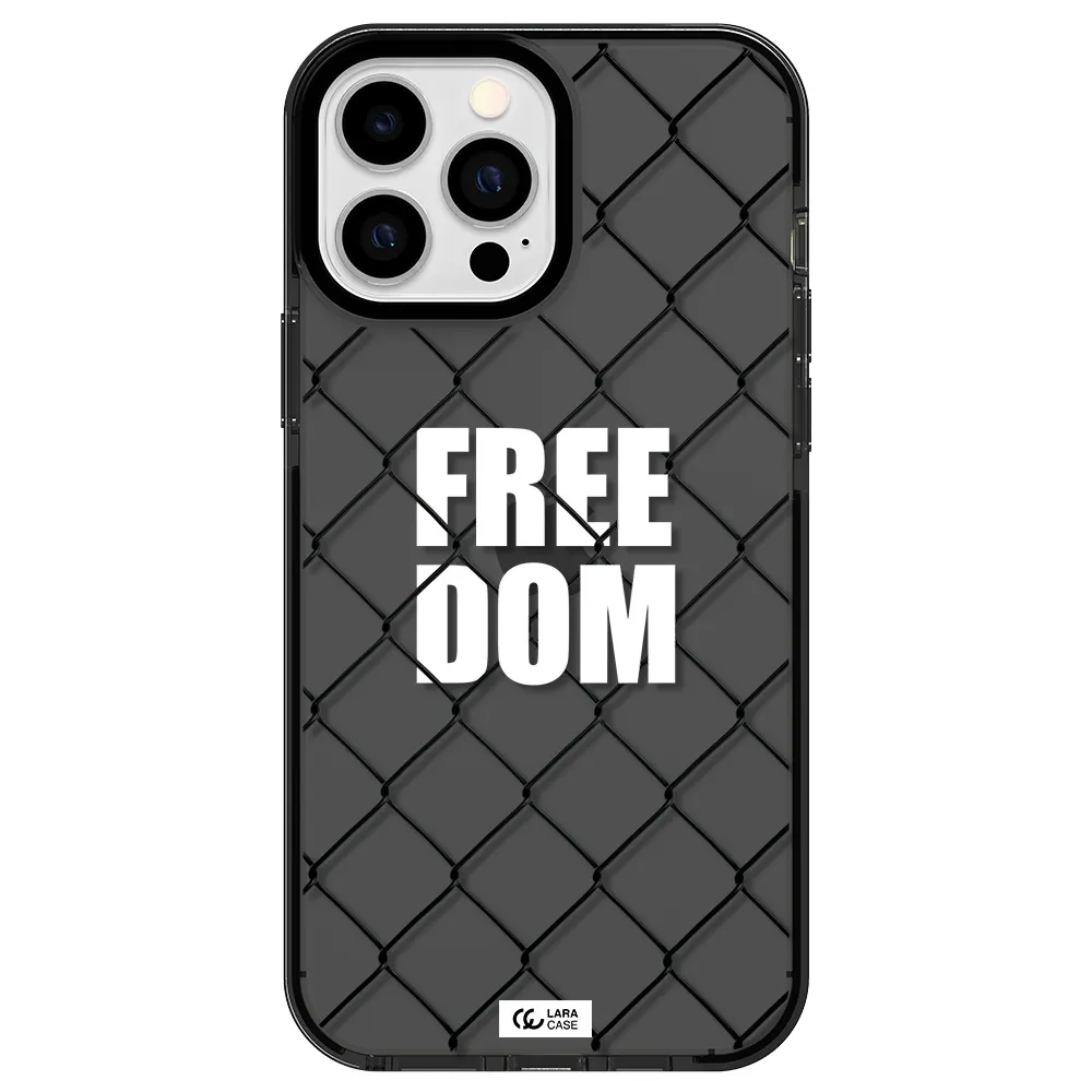 a close-up of a chain link fence Apple iPhone 13 Pro Max impact Smoke Black Case