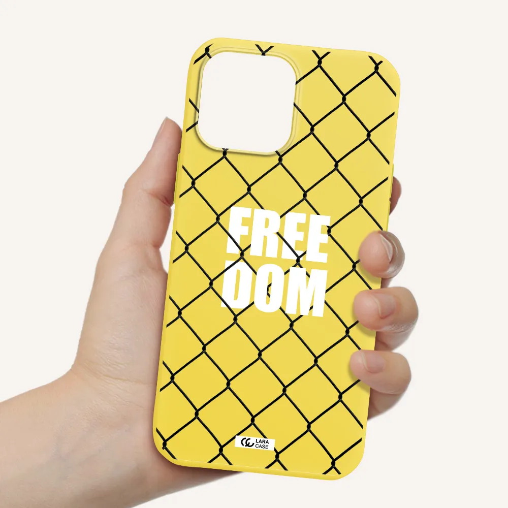 a close-up of a chain link fence Apple iPhone 13 Pro Max Silicone canary yellow Case