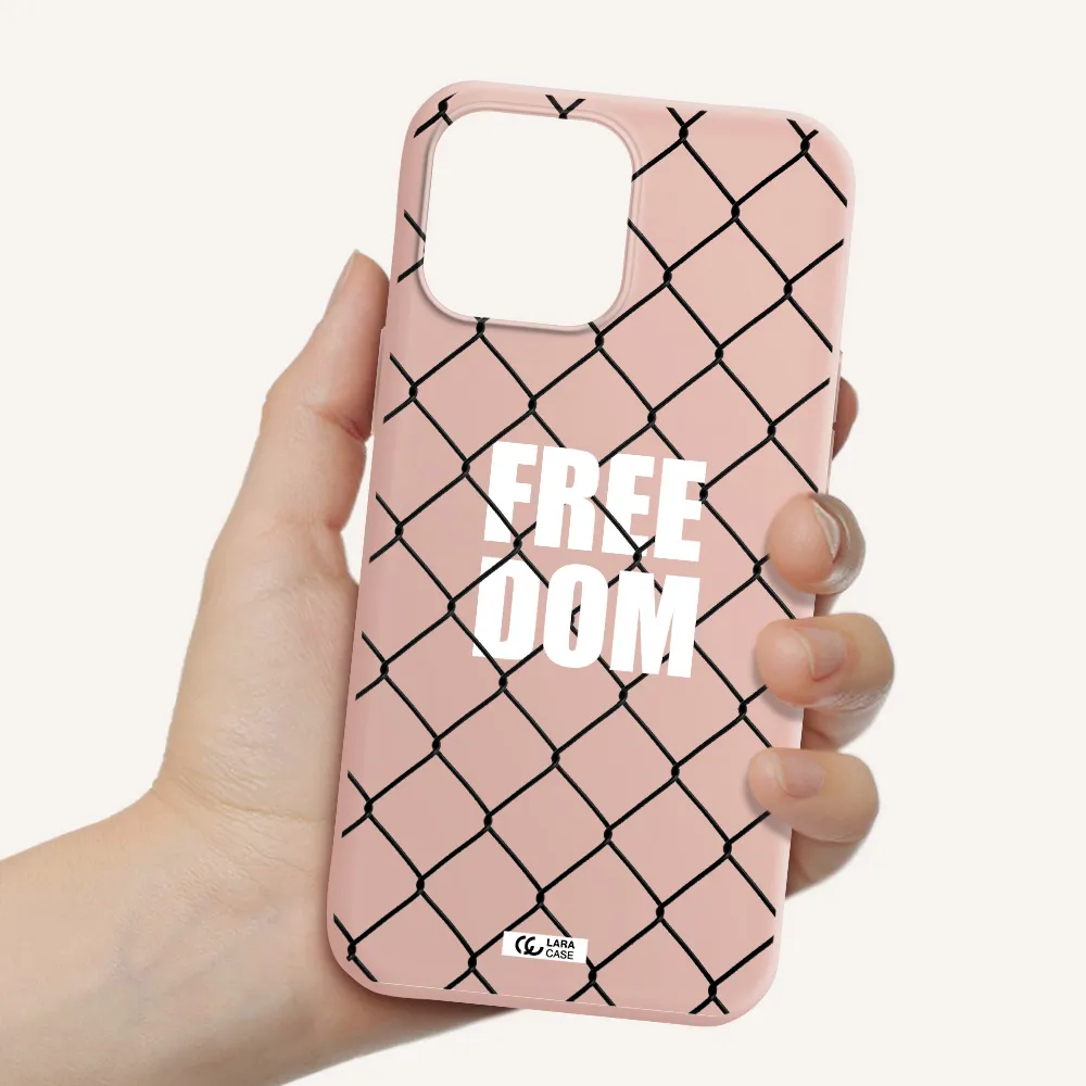 a close-up of a chain link fence Apple iPhone 13 Pro Max Silicone pastel pink Case