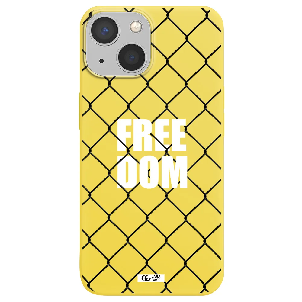 a close-up of a chain link fence Apple iPhone 13 Silicone canary yellow Case