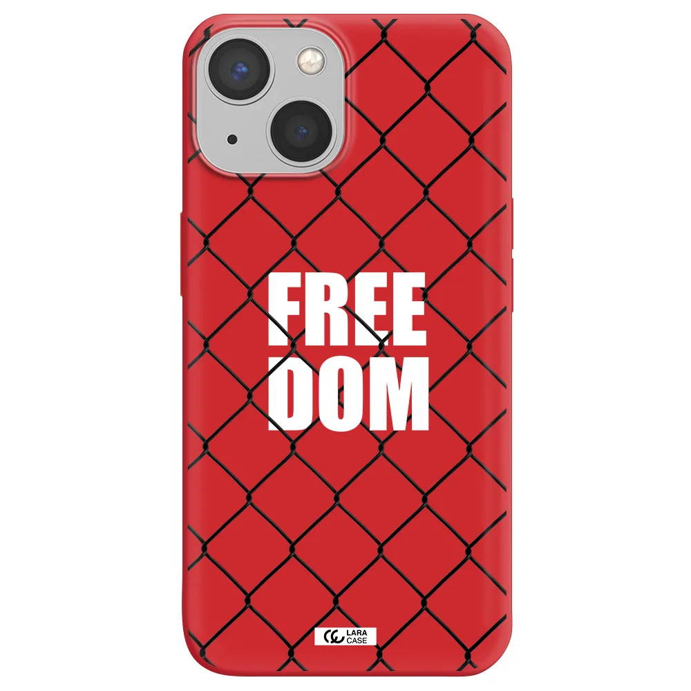 a close-up of a chain link fence Apple iPhone 13 Silicone Imperial Red Case