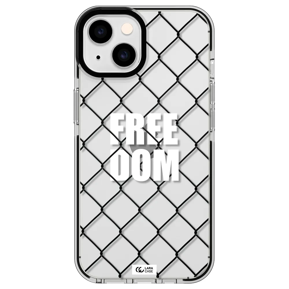 a close-up of a chain link fence Apple iPhone 14 impact black border Case