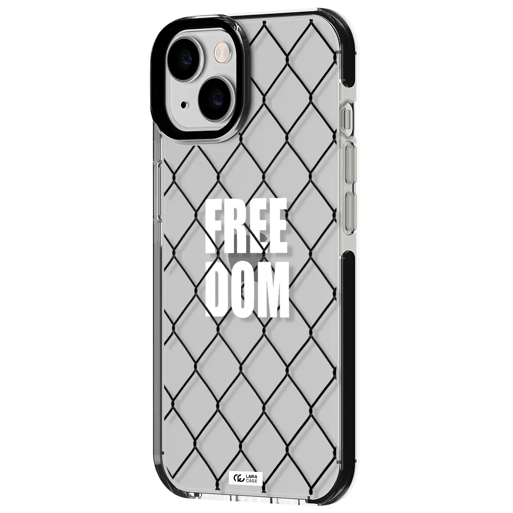 a close-up of a chain link fence Apple iPhone 14 impact black border Case
