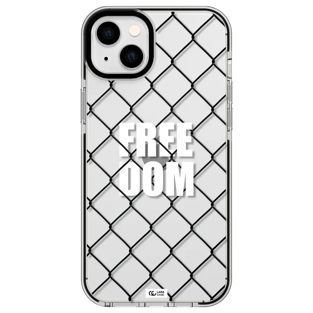 a close-up of a chain link fence Apple iPhone 14 plus impact black border Case