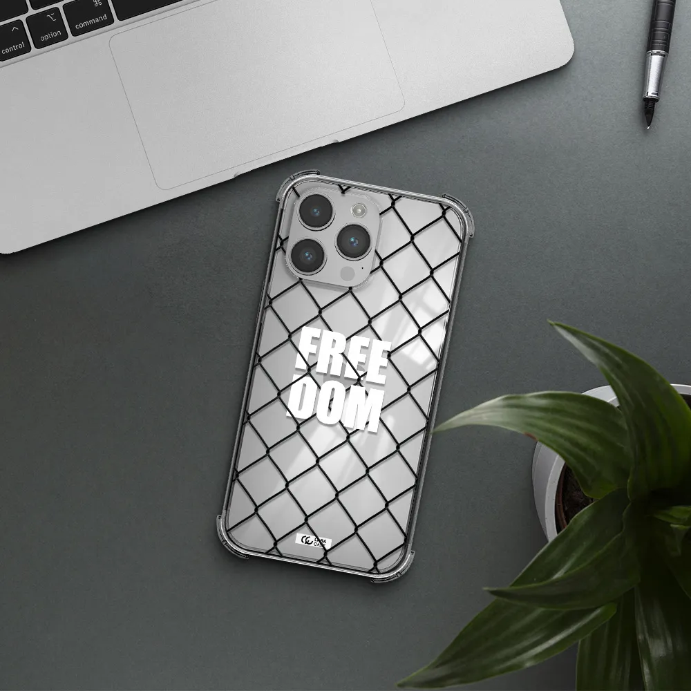 a close-up of a chain link fence Apple iPhone 14 pro Clear PC Case