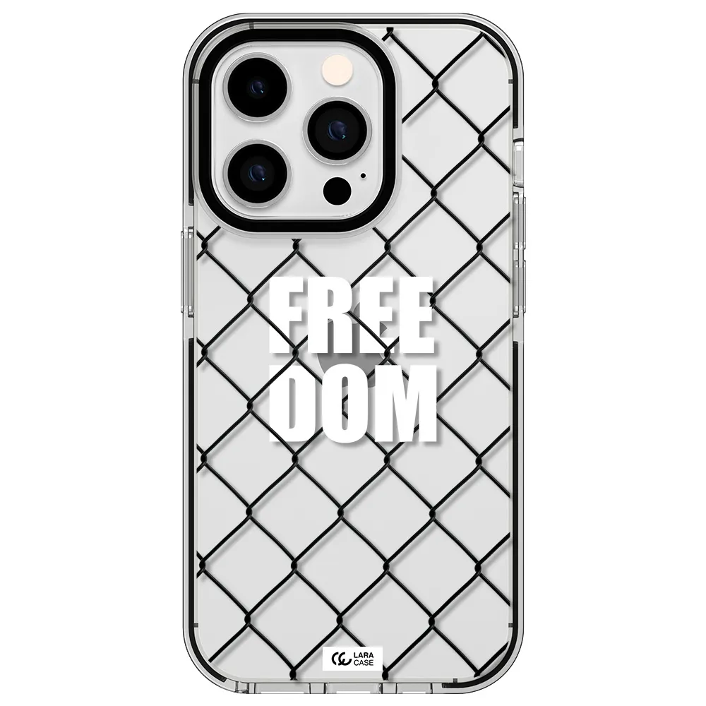 a close-up of a chain link fence Apple iPhone 14 pro impact black border Case