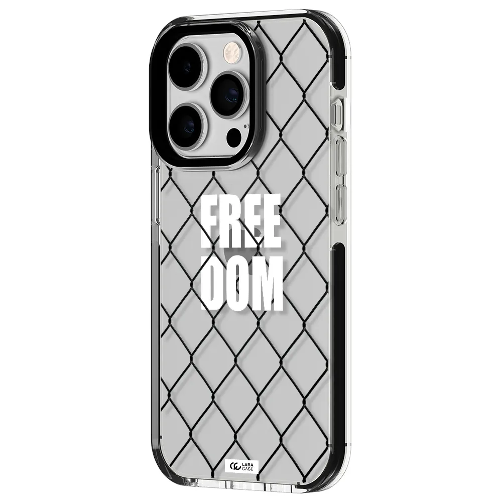 a close-up of a chain link fence Apple iPhone 14 pro impact black border Case