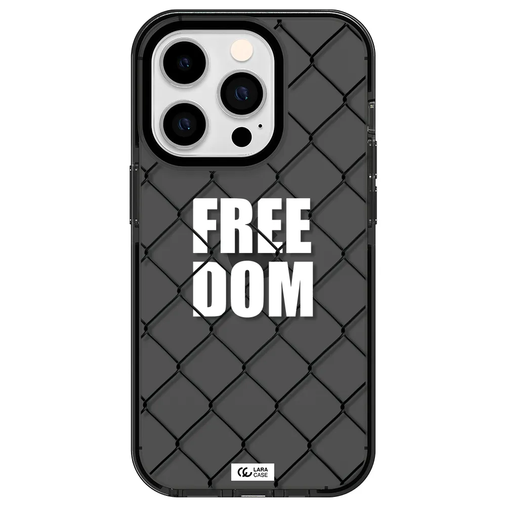 a close-up of a chain link fence Apple iPhone 14 pro impact Smoke Black Case