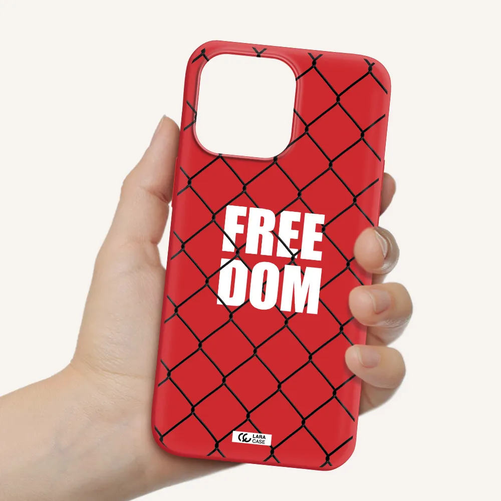 a close-up of a chain link fence Apple iPhone 14 pro Silicone Imperial Red Case