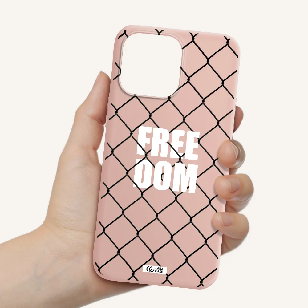 a close-up of a chain link fence Apple iPhone 14 pro Silicone pastel pink Case