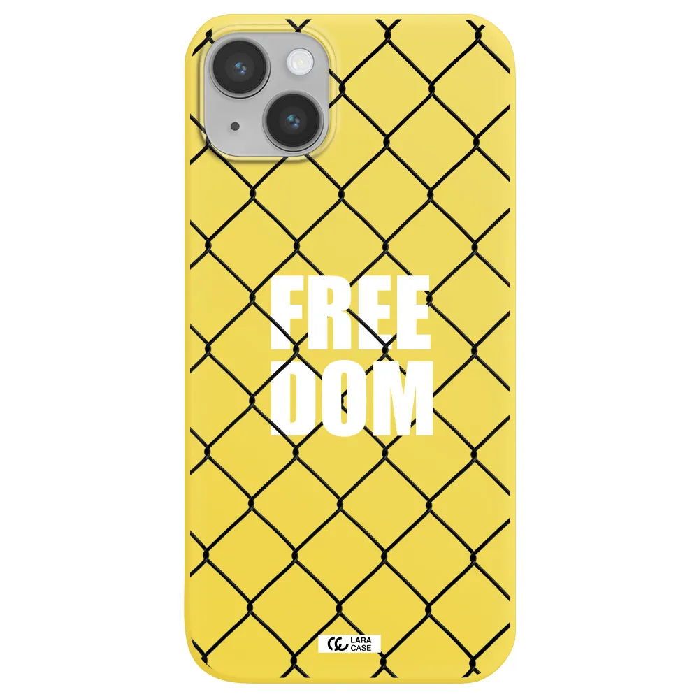 a close-up of a chain link fence Apple iPhone 14 Silicone canary yellow Case