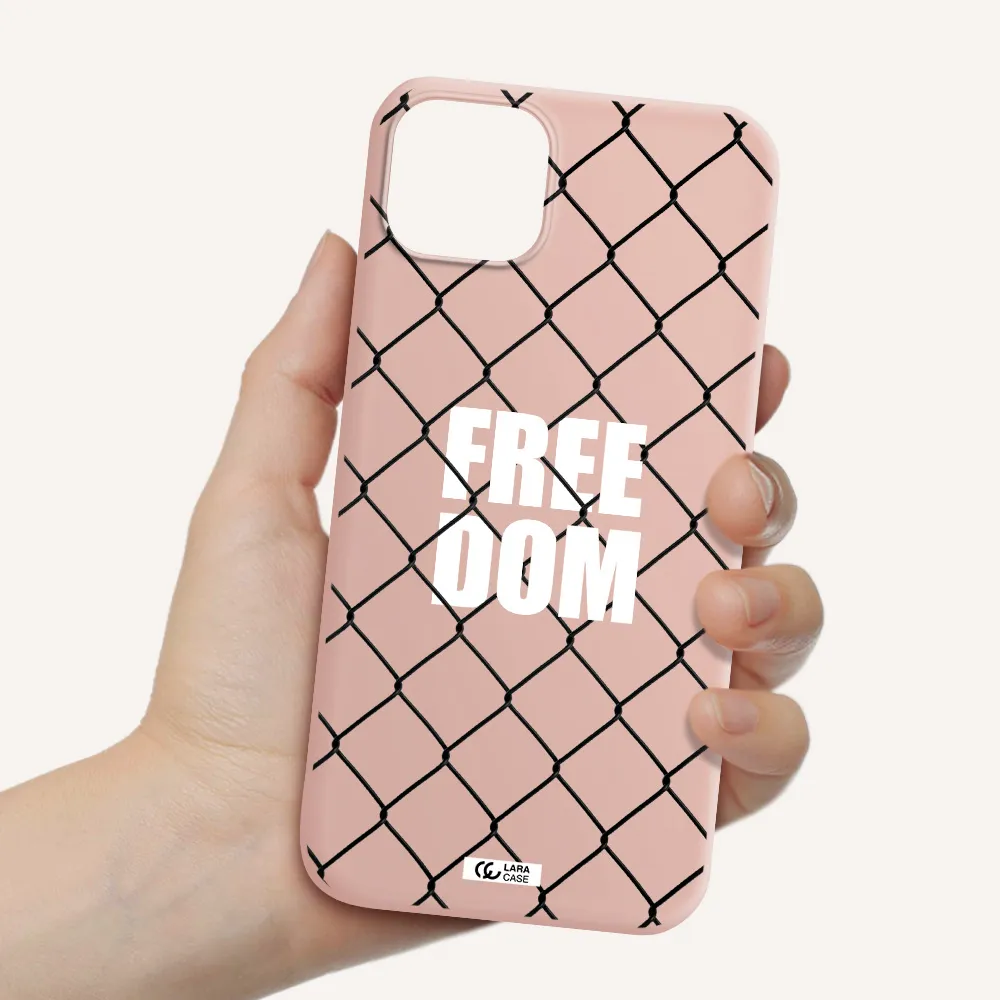 a close-up of a chain link fence Apple iPhone 14 Silicone pastel pink Case