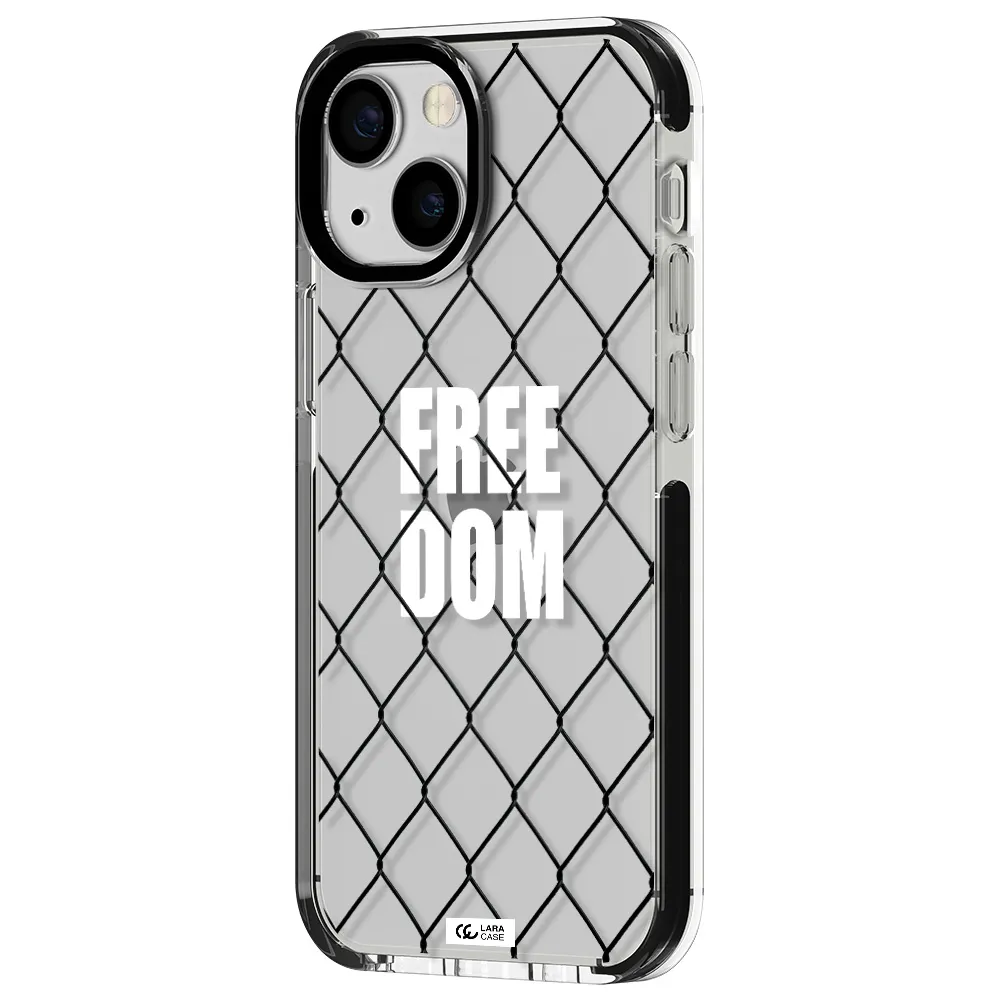 a close-up of a chain link fence Apple iPhone 15 impact black border Case