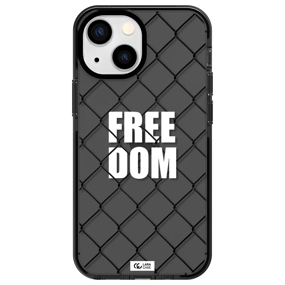 a close-up of a chain link fence Apple iPhone 15 impact Smoke Black Case