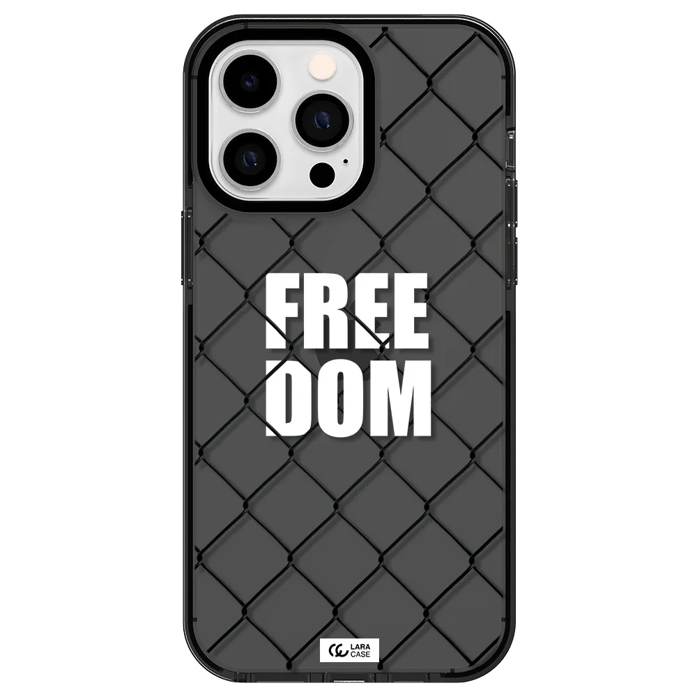 a close-up of a chain link fence Apple iPhone 15 Pro impact Smoke Black Case