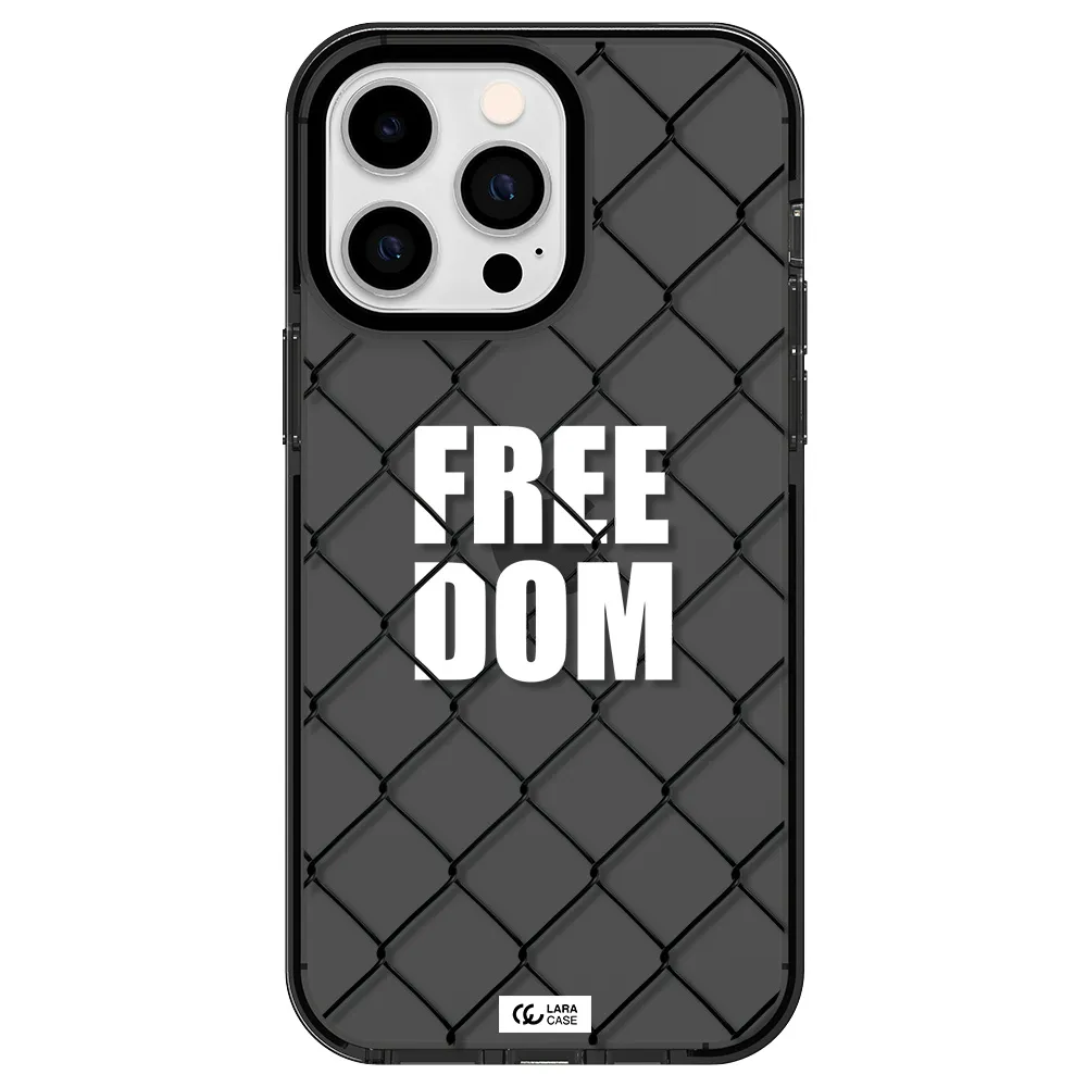 a close-up of a chain link fence Apple iPhone 15 Pro Max impact Smoke Black Case