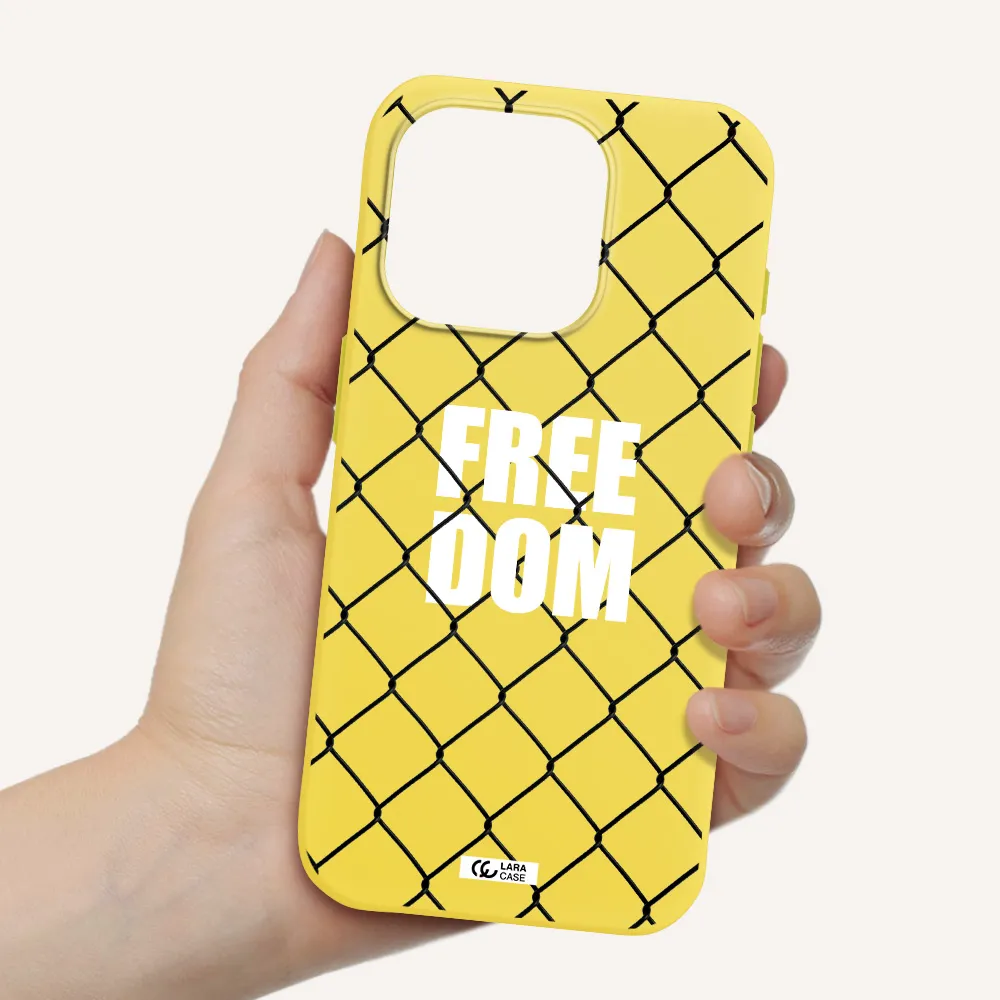 A Close-Up Of A Chain Link Fence Apple Iphone 15 Pro Silicone Canary Yellow Case