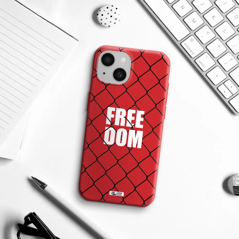 A Close-Up Of A Chain Link Fence Apple Iphone 15 Silicone Imperial Red Case