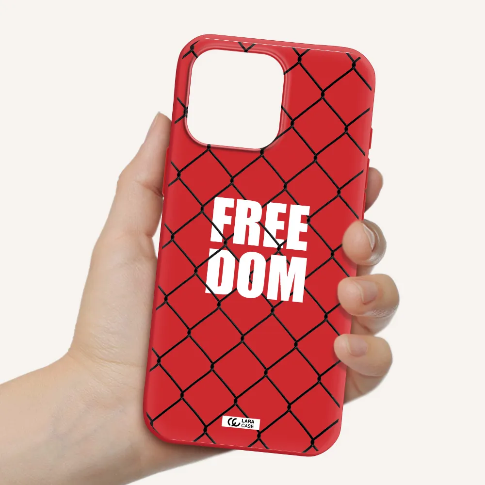 A Close-Up Of A Chain Link Fence Apple Iphone 16 Pro Max Silicone Imperial Red Case